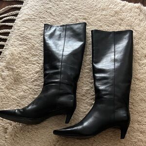 Reformation Remy Classic Black Knee-High Leather Boots